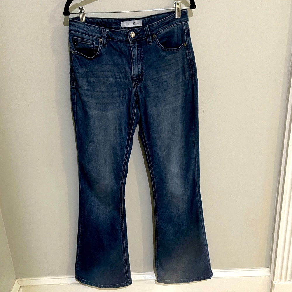 KanCan Womens Jeans 9/28P Midrise Flare Faded Wash faded Denim 5 Pocket Casual